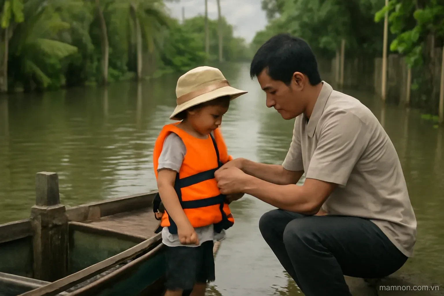 Mùa nước nổi miền Tây: đưa con đi học khi đường thành sông