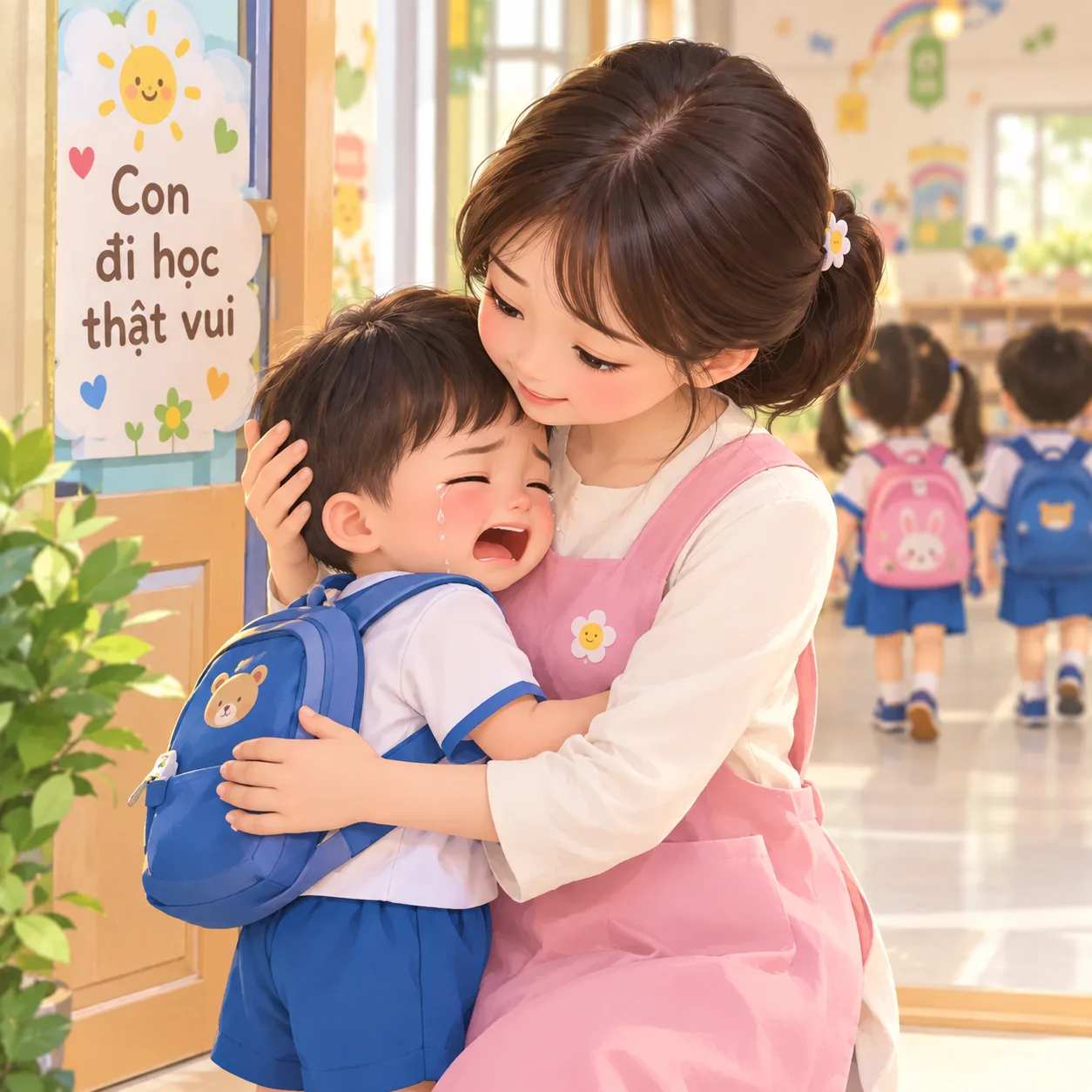 🌱 KHI CON ĐI HỌC VẪN CÒN KHÓC NHIỀU – BA MẸ CẦN CHUẨN BỊ TÂM LÝ THẾ NÀO?