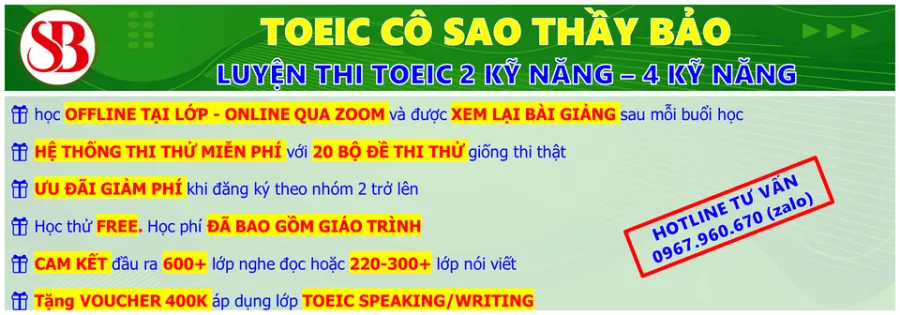 Trung tâm TOEIC Cô Sao Thầy Bảo - TOEIC Sao Khuê