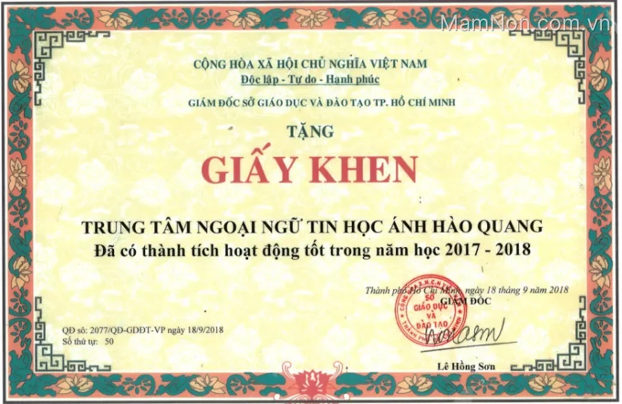 Trung tâm Ngoại Ngữ, Tin Học Ánh Hào Quang